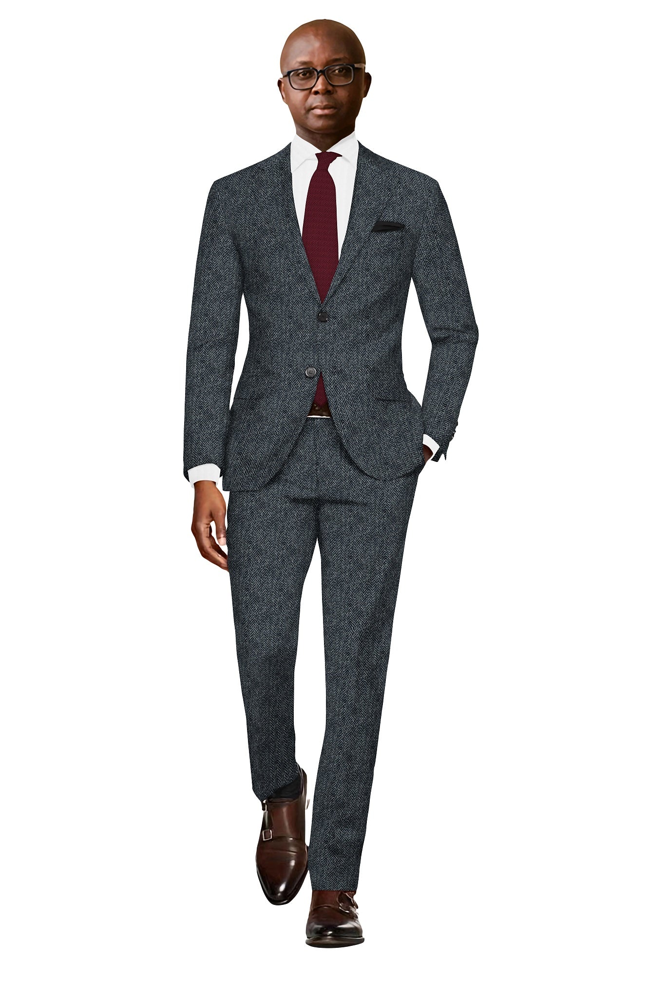 HT02 Grey Herringbone Harris Tweed Suit