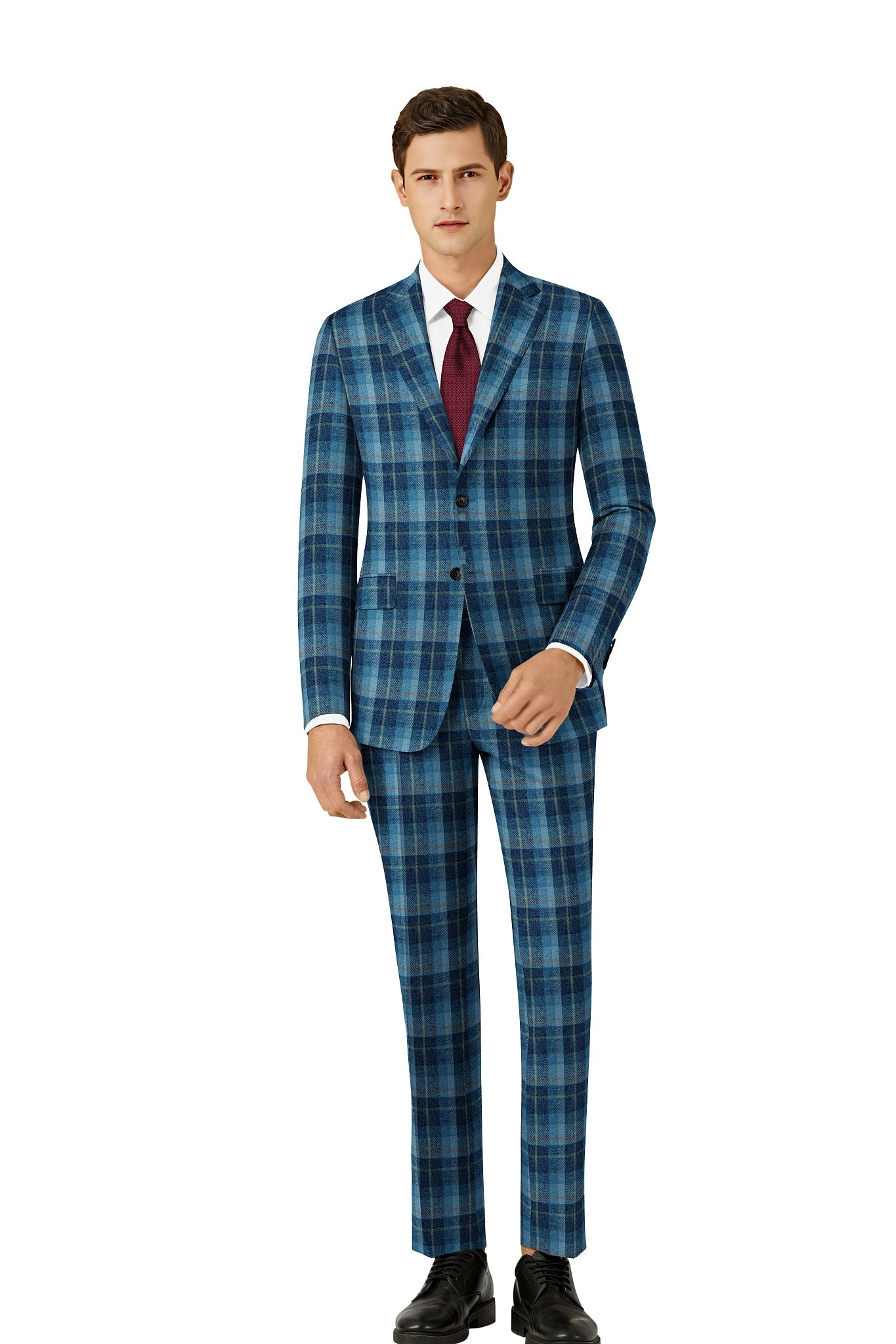 HT07 Blue Tartan Harris Tweed Suit