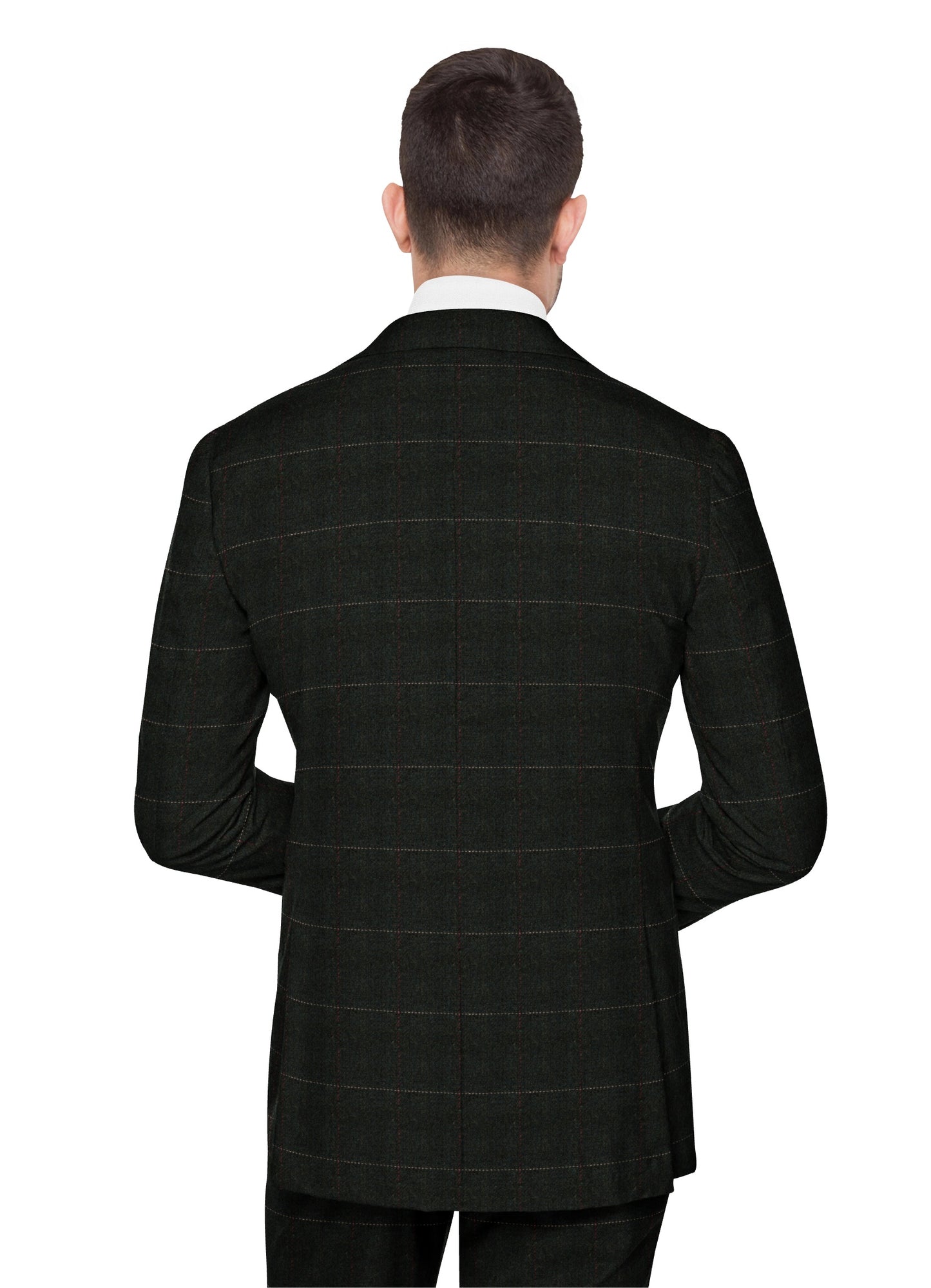 Dark Green Herringbone Plaid Tweed Suit