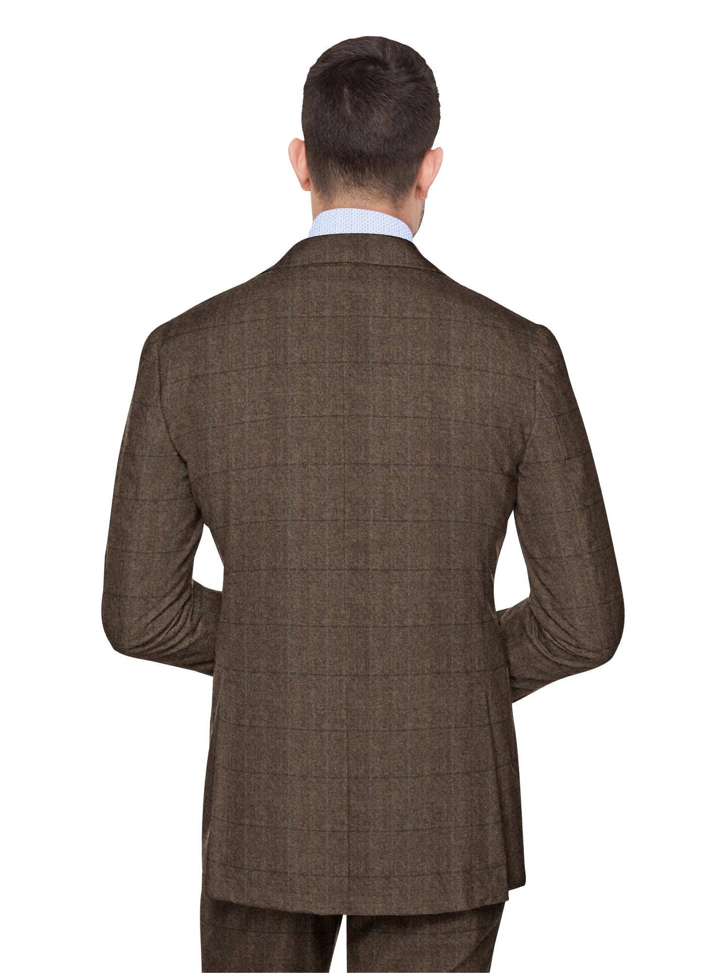 Oak Brown Herringbone Plaid Tweed Suit