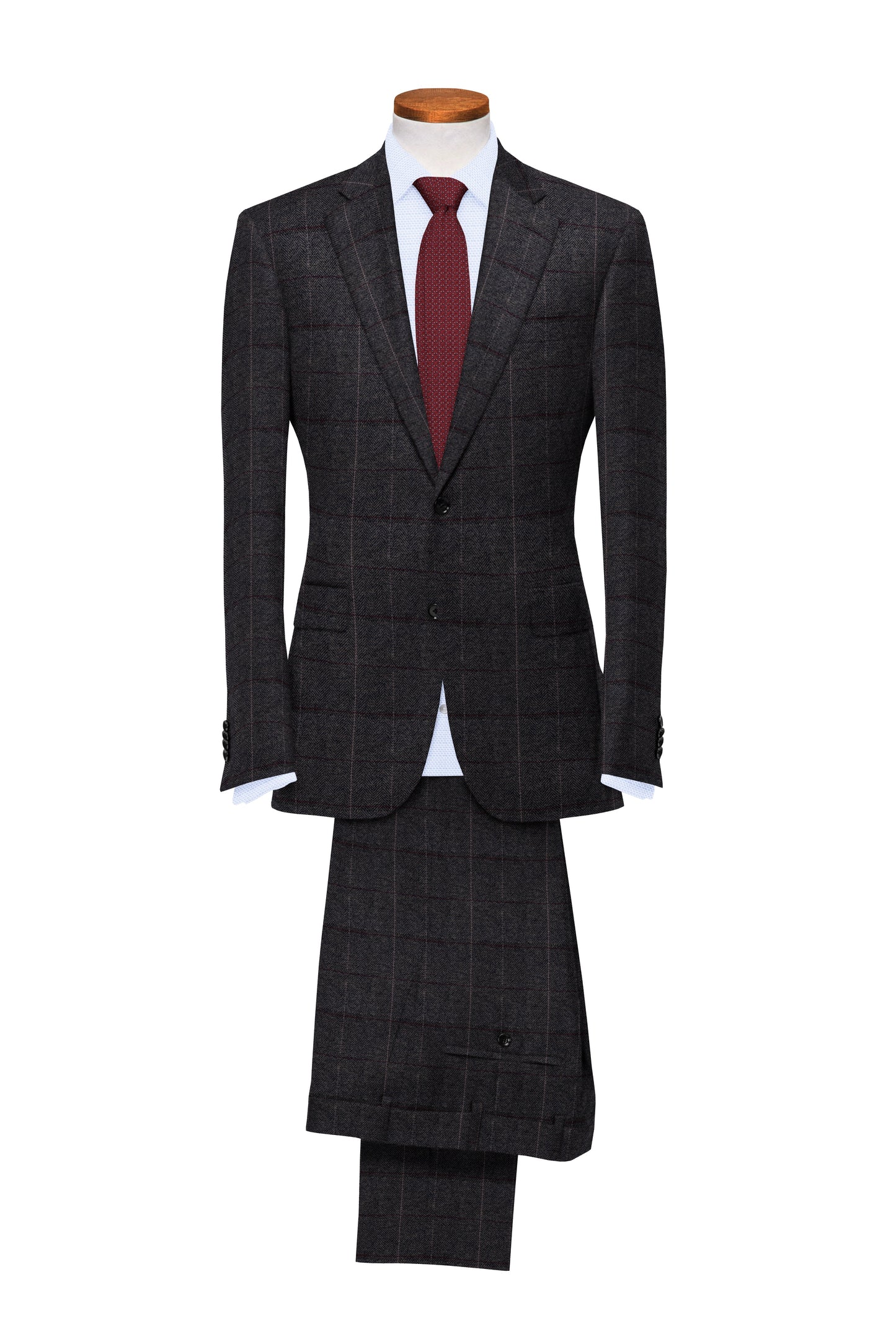 Sundown Grey Herringbone Plaid Tweed Suit
