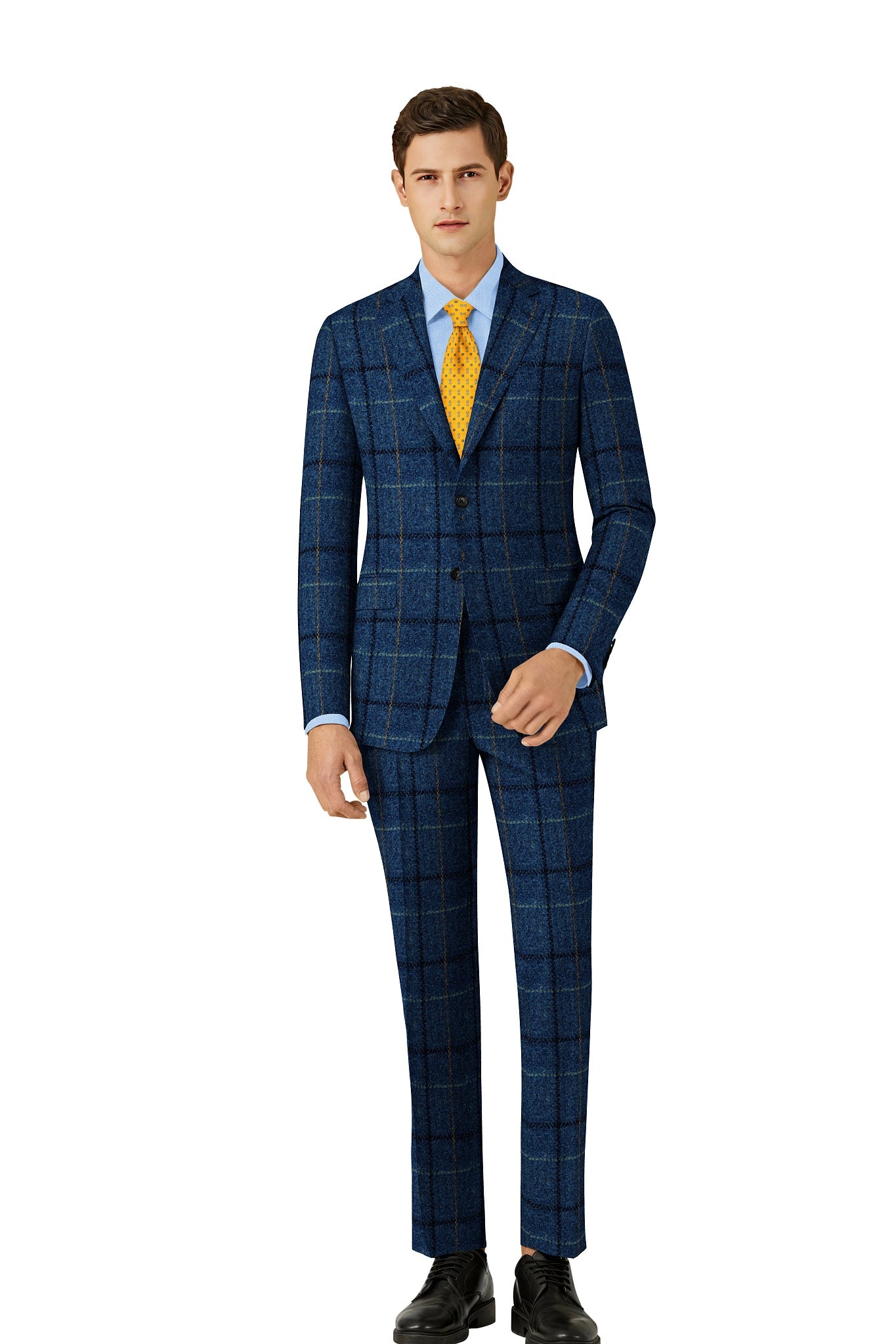 HT011 Blue Plaid Harris Tweed Suit