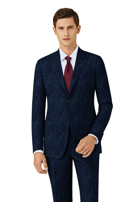HT03 Navy Herringbone Harris Tweed Suit